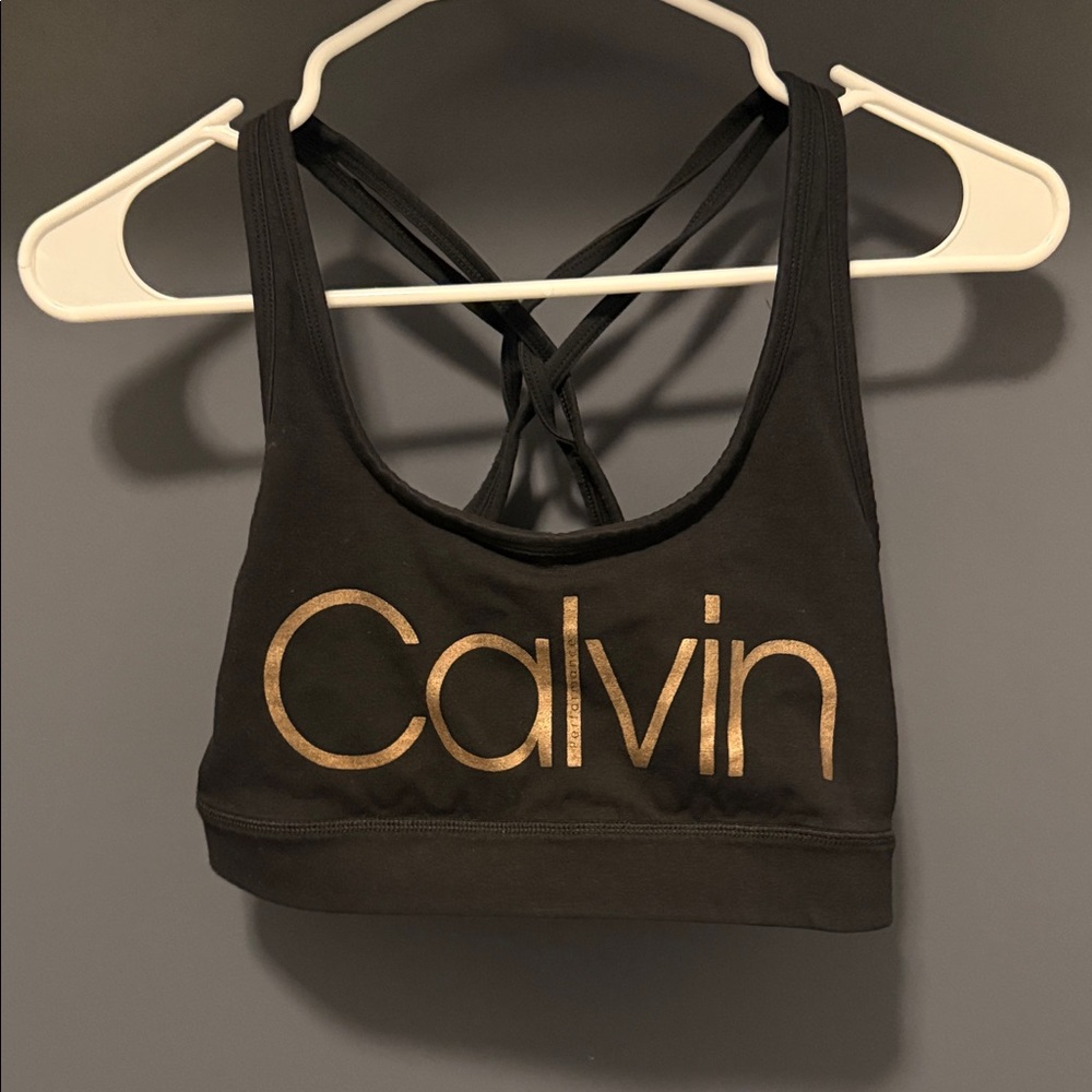 Calvin Klein Black and Gold Sports Bra